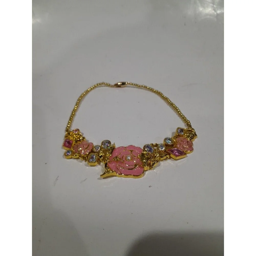 Belle Costume Disney Jewelry Princess Necklace, Goldstone, Jeweled, Rose